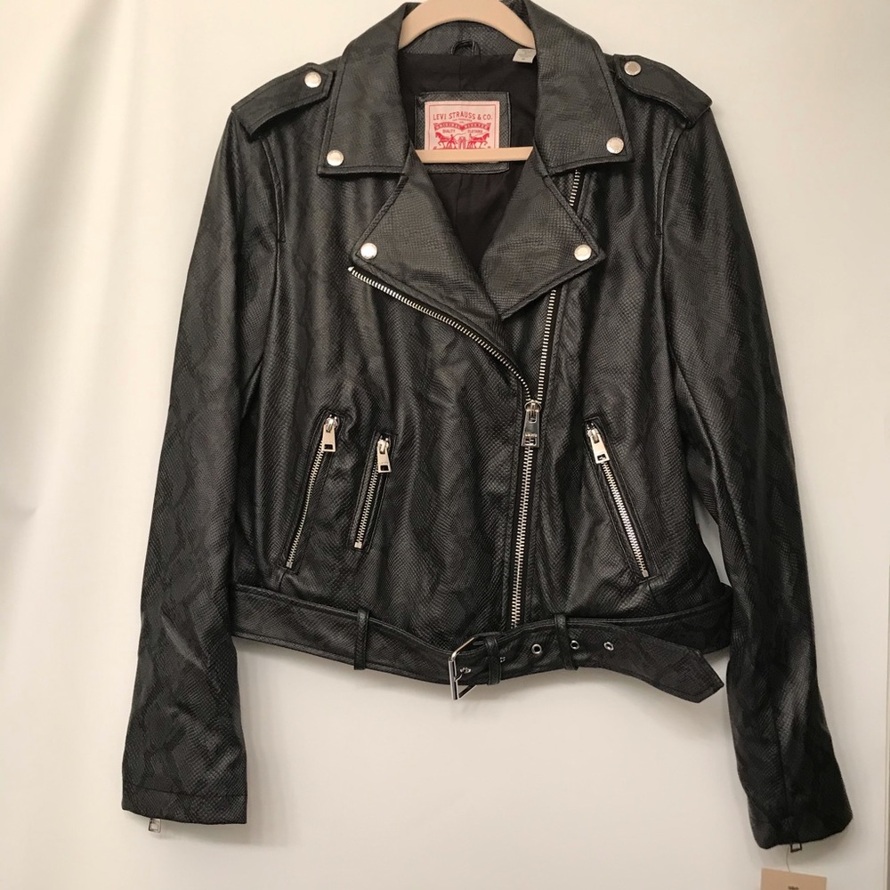 Levi’s Faux Leather Moto Jacket Black Size Large
